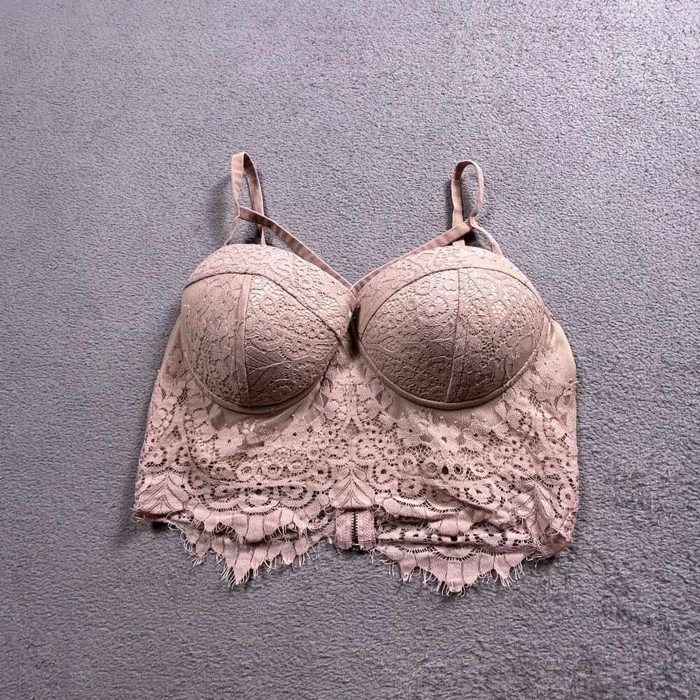 Charlotte Russe Lace Bustier Crop Top Womens M Blush Pink Y2K Coquette Fairycore
